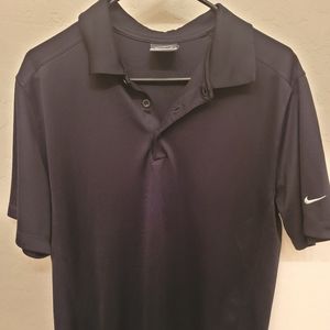 Men's Black Nike Dri-Fit Golf Shirt Black Size L
